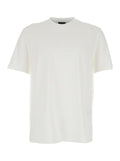 Crew Neck T-Shirt Emporio Armani with Logo Embroidery on the Front in White Cotton for Men Tshirts And Polo Shirts