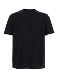 Black T-Shirt with Elasticized Crew Neck and Tone-on-Tone Jacquard Logo for Men Cotton Tshirts Polo Shirts