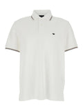 Two-Tone Classic Collar Polo with Logo Embroidery on Front in White Cotton for Men Tshirts And Shirts