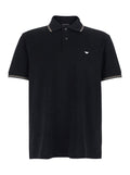 Polo Classic with Bicolor Collar and Logo Embroidery on the Front in Black Cotton for Men Tshirts Shirts