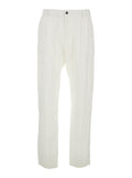 White Linen Elasticated Waist Trousers For Men