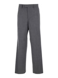 Tailored Gray Wool Trousers with Back Welt Pocket for Women Grey Virgin Elastane