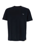 Blue T-Shirt with Logo Embroidery on the Front for Men Blu Cotton Tshirts And Polo Shirts
