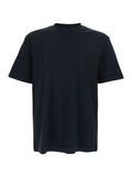 Black T-Shirt with Embroidered Lettering Logo on the Front for Men Cotton Tshirts And Polo Shirts
