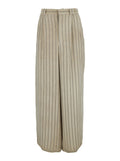 Beige Pants With Pinstirpe Motif Viscose For Men Trousers