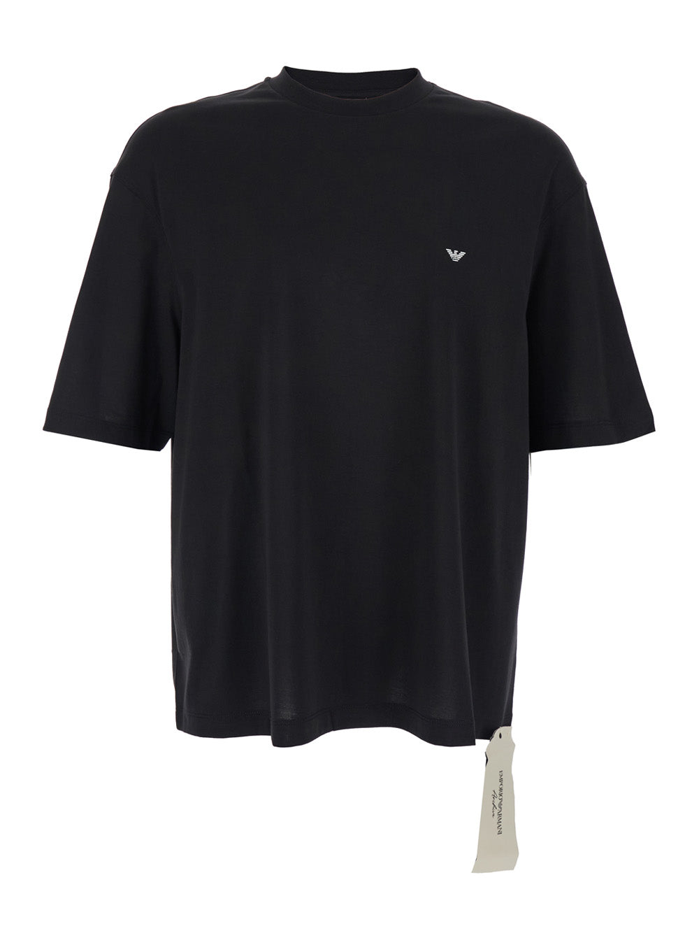 Black crew-neck t-shirt with logo on front and back in cotton man Tshirts Polo Shirts