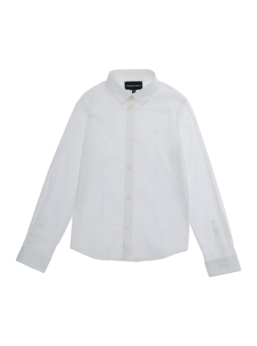 White Logo Shirt with Front Button Closure in Cotton Poplin for Kids Polyamide Elastane And Blouses