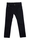 Black Five-Pocket Pants with Logo Patch on the Back in Cotton for Kids Trousers