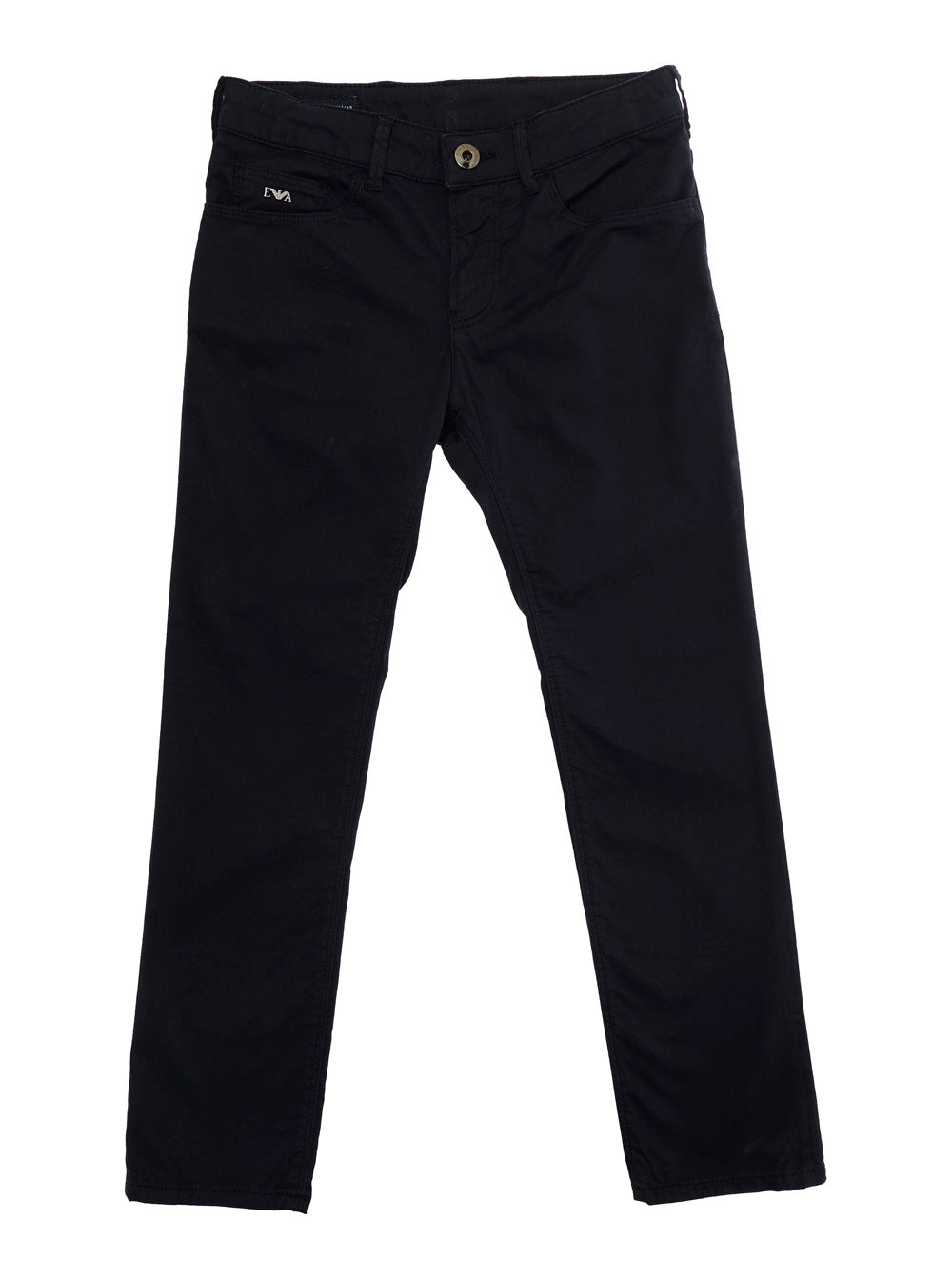 Black Five-Pocket Pants with Logo Patch on the Back in Cotton for Kids Trousers
