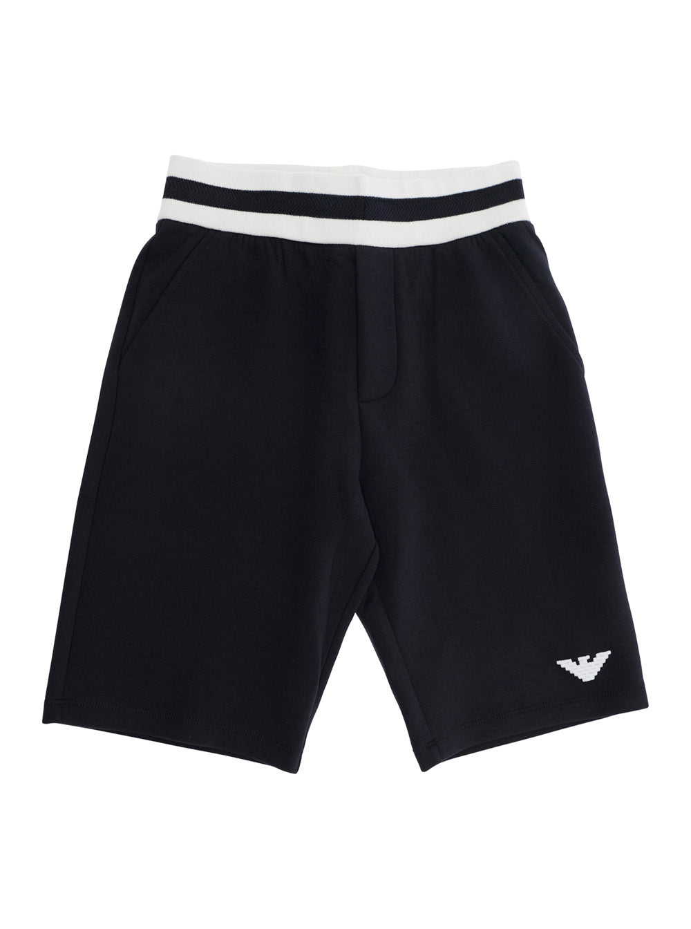 Blue Shorts with Elastic Waist and Logo on the Leg in Cotton Blend for Kids Blu Polyamide Elastane Bermuda