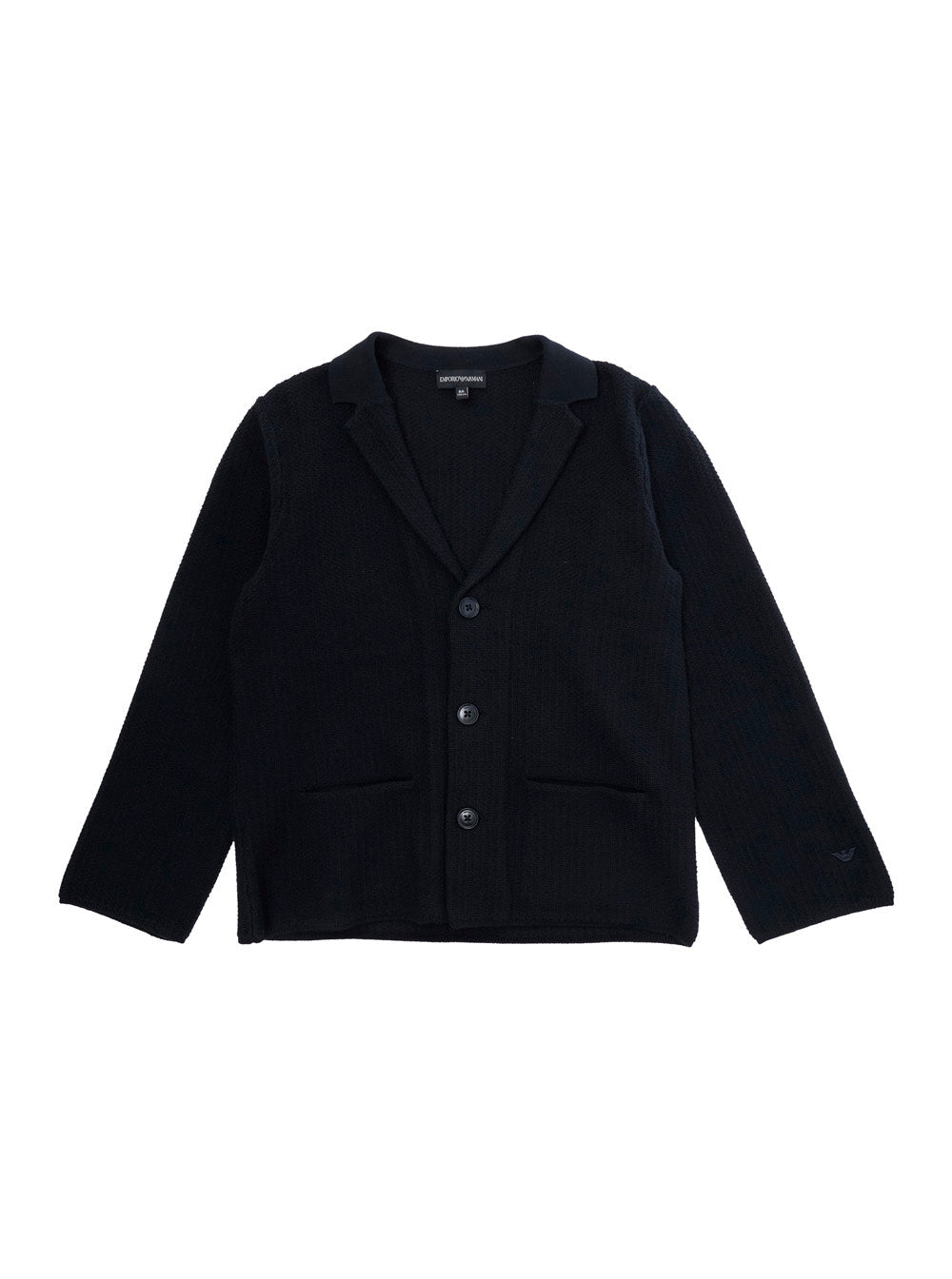 Classic Revers Jacket with Front Pockets in Blue Cotton for Kids Blu Polyamide Elastane Blazers