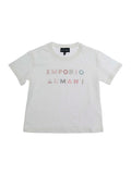 White T-Shirt with Lettering Logo on the Front in Cotton for Girls Tshirts And Polo Shirts