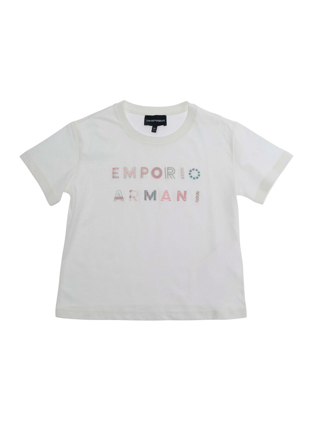 White T-Shirt with Lettering Logo on the Front in Cotton for Girls Tshirts And Polo Shirts