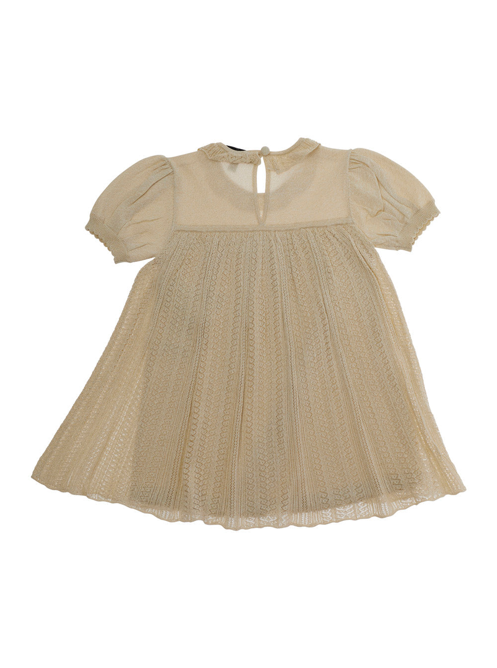 Beige Dress With Round Neckline And Button Closure At The Back Viscose Blend Girl