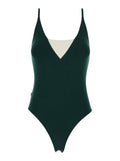 One-Piece Swimsuit Entrevue with Contrast Details and Thin Straps in Green for Women Polyamide Elastane Beachwear