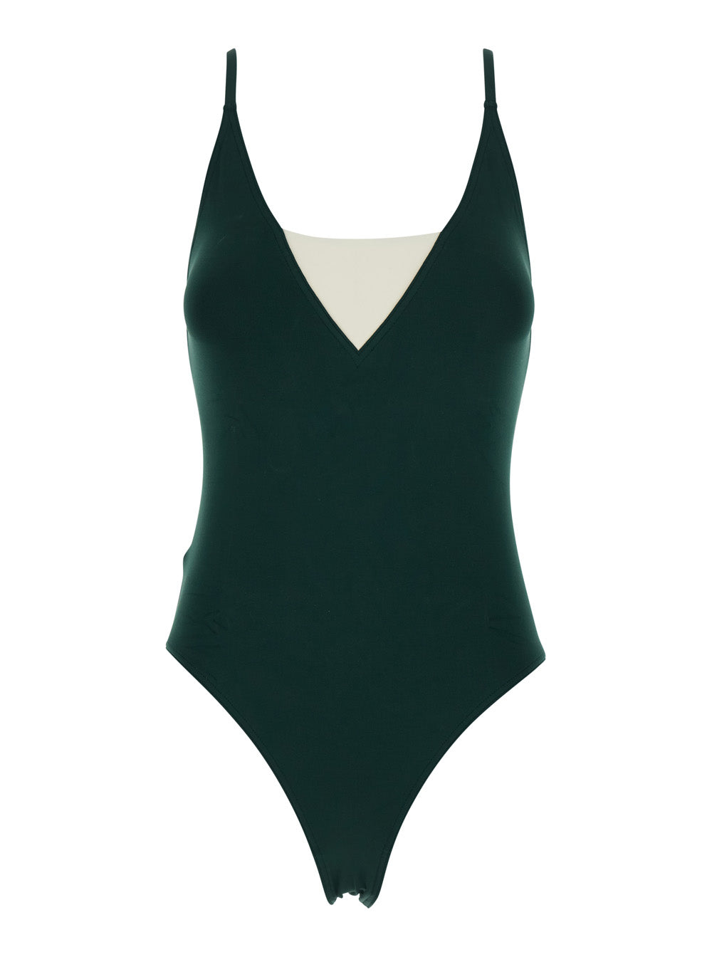 One-Piece Swimsuit Entrevue with Contrast Details and Thin Straps in Green for Women Polyamide Elastane Beachwear