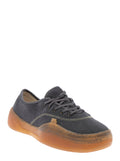 Mens Black Cotton Low Skate Top Sneakers with Contrast Sole