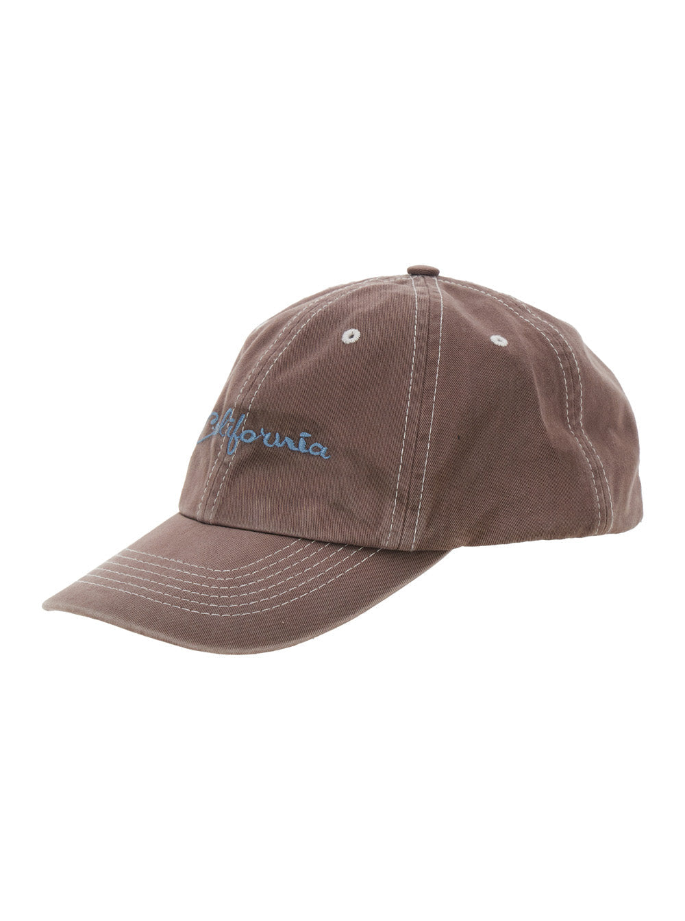 California Baseball Cap with Front Lettering in Brown Cotton for Men Hats And Gloves