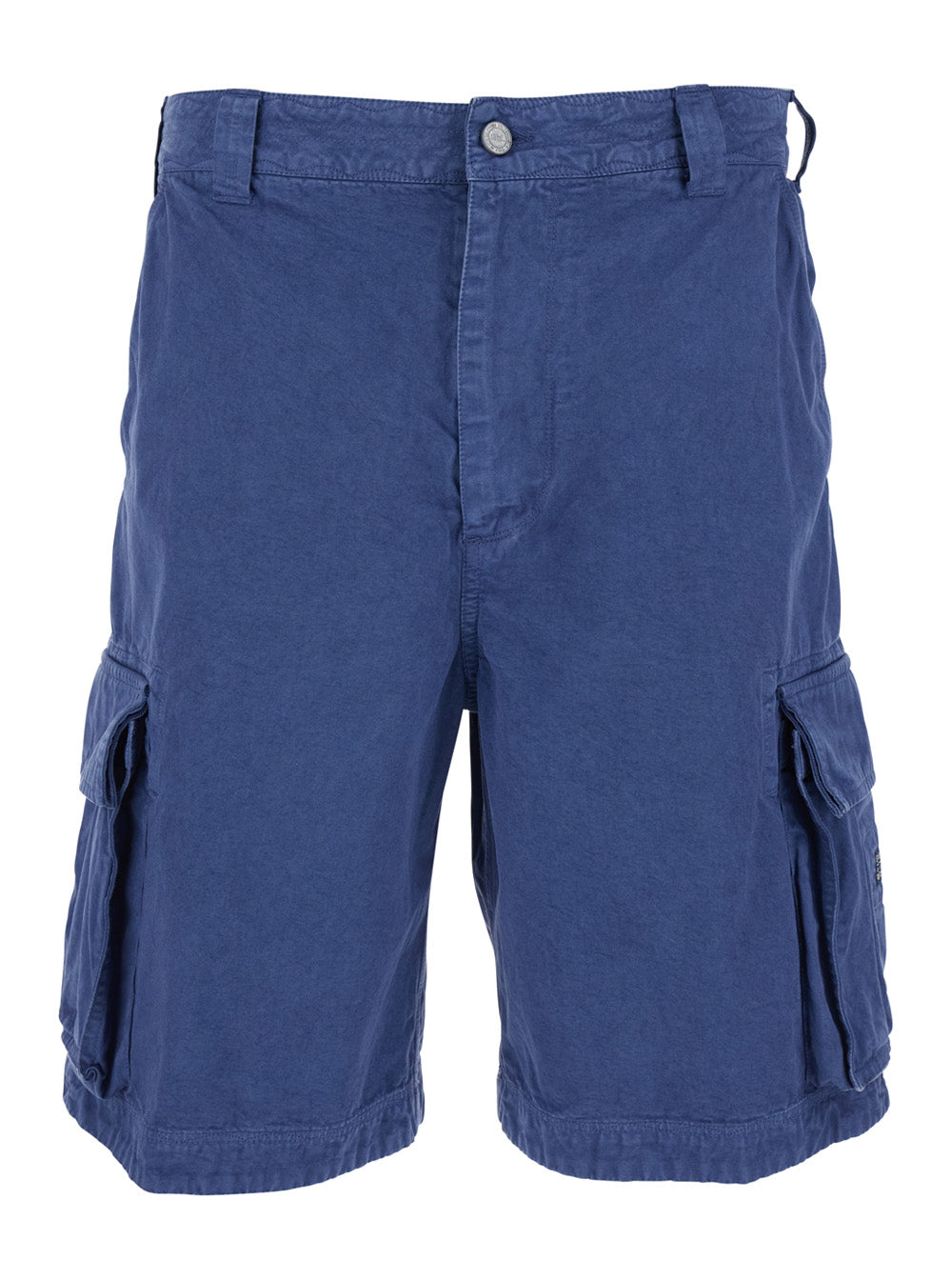 Mens Blue Cotton Cargo Shorts Blu And Bermuda