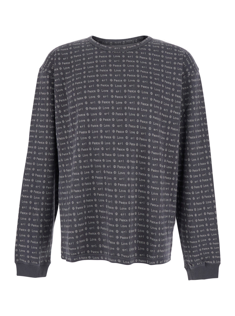 UNISEX JACQUARD LONG SLEEVE TEE KNIT Brown Cotton Jersey