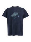 Blue T-shirt with Front Print in Cotton for Men Blu Tshirts And Polo Shirts