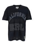 Black T-Shirt with V Neck and Maxi Logo Print on the Front in Cotton Man Tshirts Polo Shirts