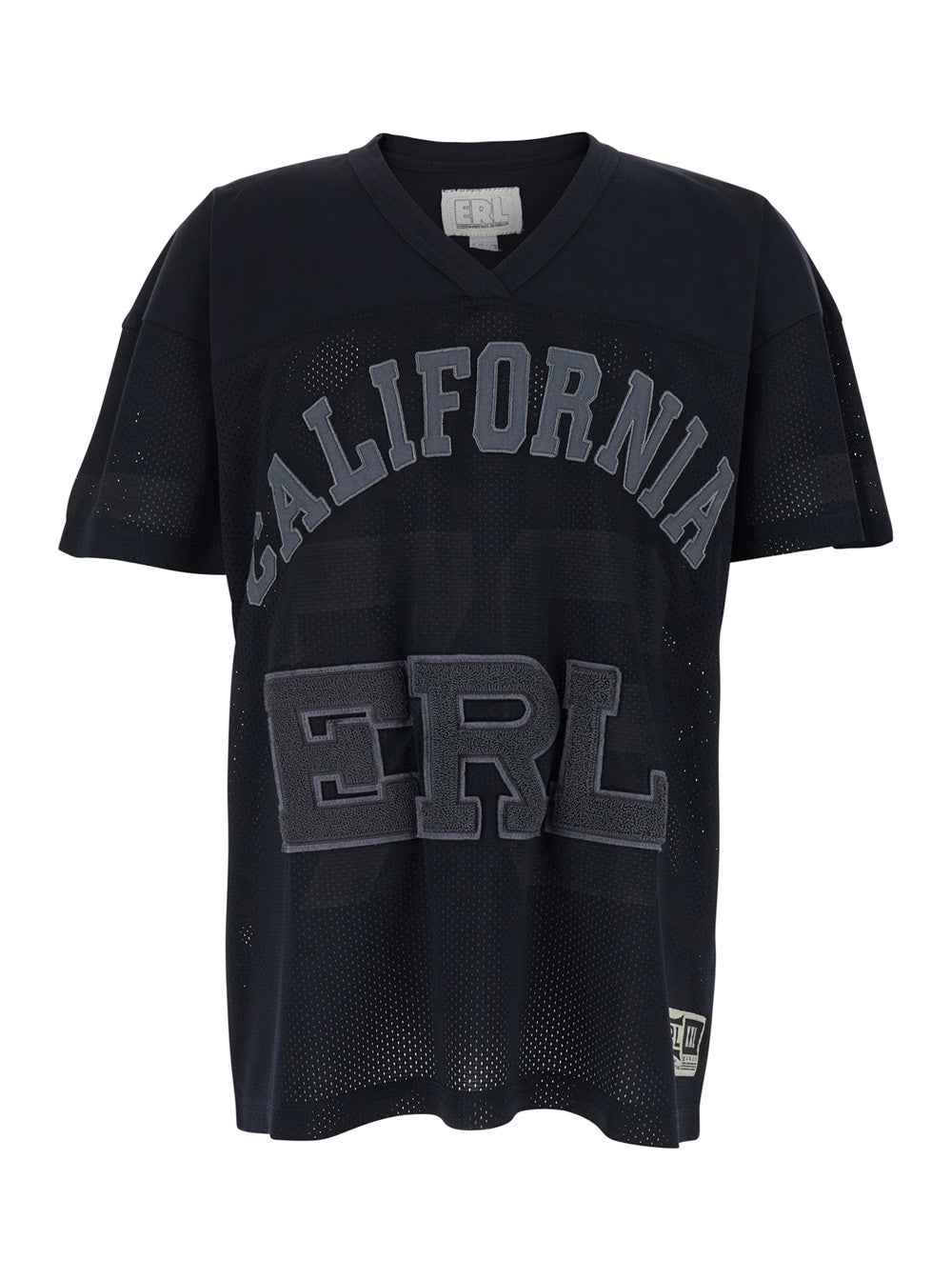 Black T-Shirt with V Neck and Maxi Logo Print on the Front in Cotton Man Tshirts Polo Shirts