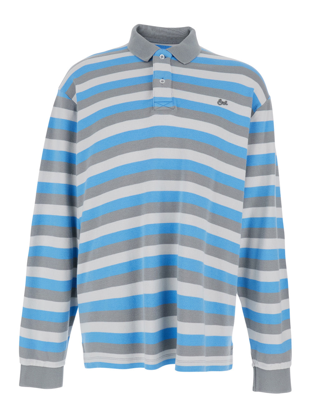 Long Sleeve Polo with Multicolor Striped Pattern for Men Cotton Jersey