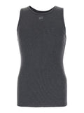 Crew Neck Top with Ribbed Knit in Grey Cotton Blend for Men Polyester Tops