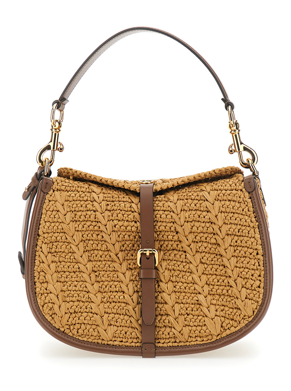 Pony Medium Beige Shoulder Bag With Adjustable And Removable Strap Viscose Woman