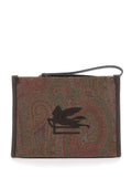Arnica Clutch with Embroidered Logo on the Front and All-Over Pattern in Brown Cotton Blend for Women Polyester Clutches Pochettes
