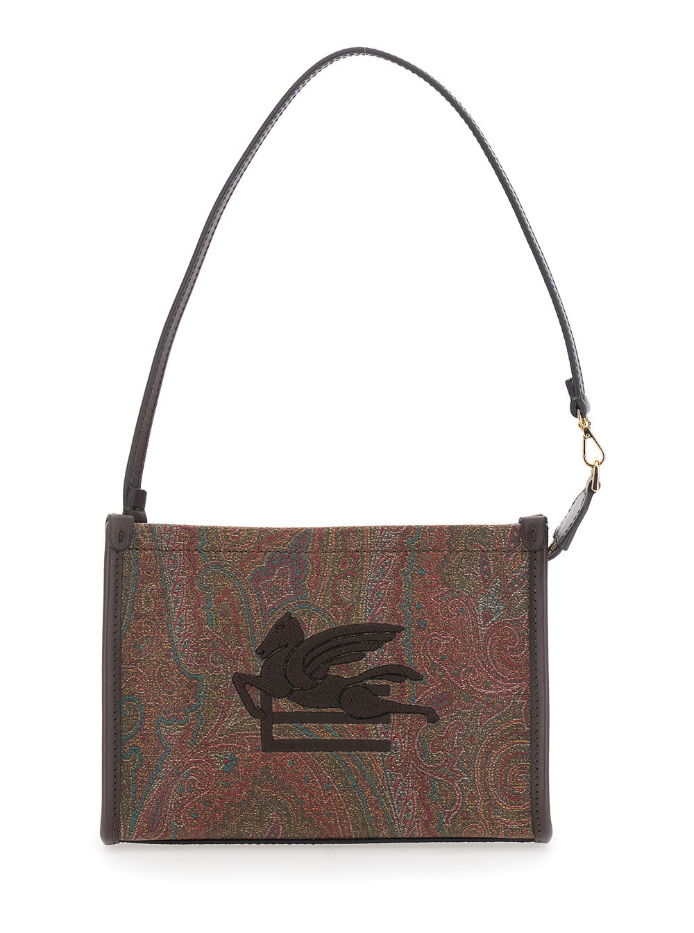 Arnica Clutch with Embroidered Logo on Front and All-Over Pattern in Brown Cotton Blend for Women Polyester Clutches Pochettes