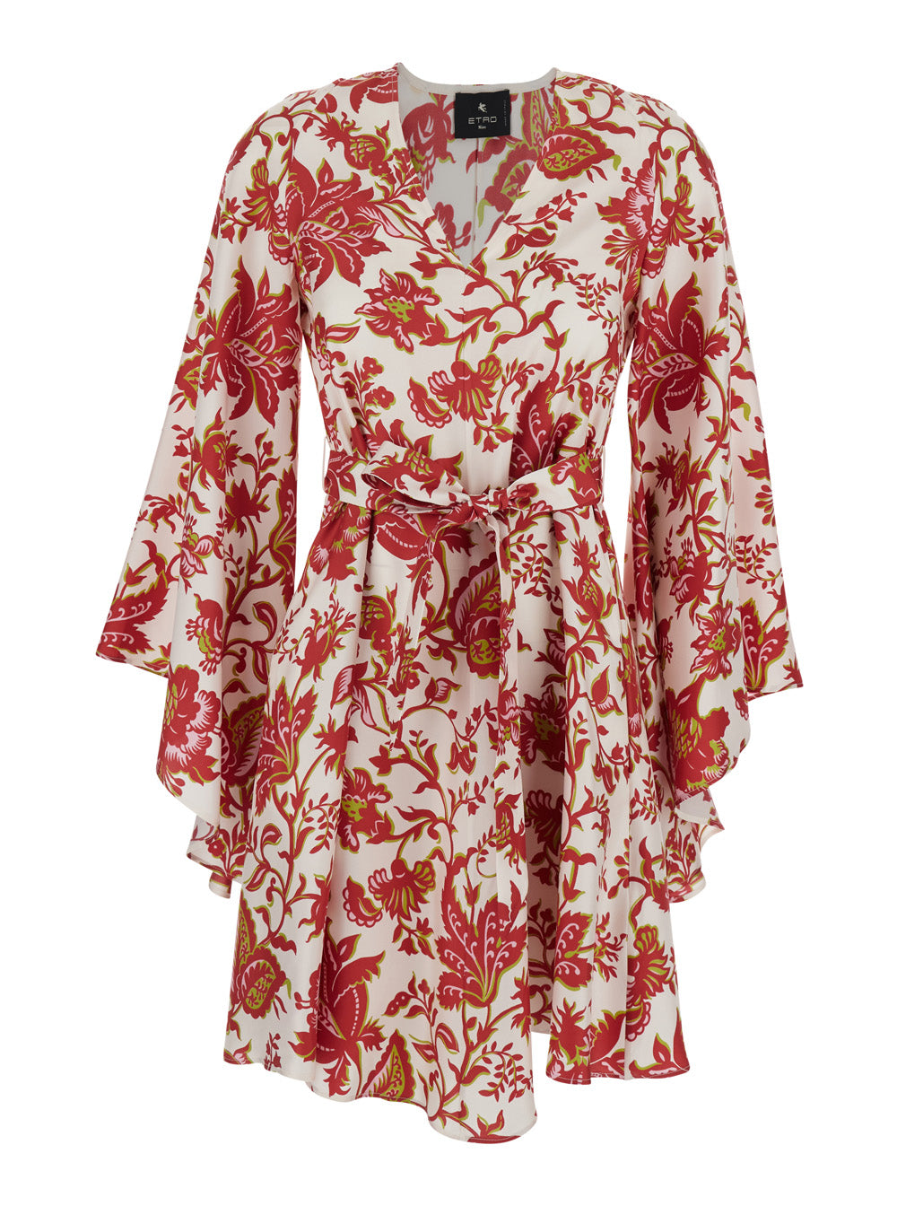 Multicolor Dress With V-Neck And Waist Knot Silk Women - IT 44