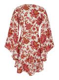 Multicolor Dress With V-Neck And Waist Knot Silk Women - IT 44