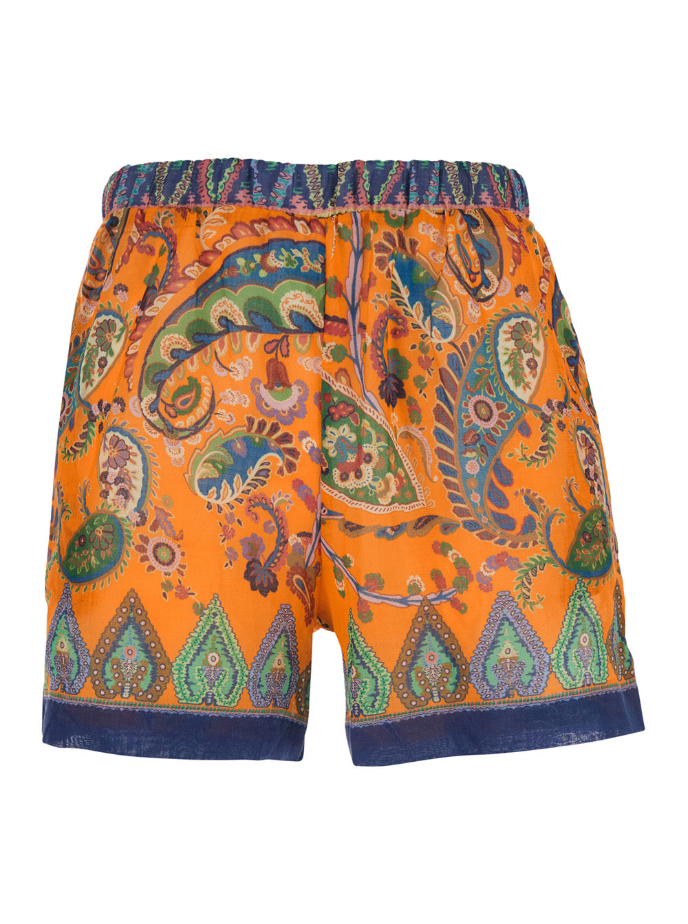 Orange Shorts Printed With Floral Motif Ramie For Men And Bermuda