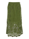 Dress Majestic Garden with Floral Cut-Out and All-Over Embroidery in Green for Women Linen Skirt