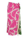 Midi Skirt Floral Knot with Side Closure and All-Over Print in Multicolor Linen Blend for Women Viscose
