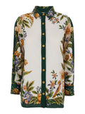 Shirt with classic collar and all-over floral print in multicolor fabric for women Blouses