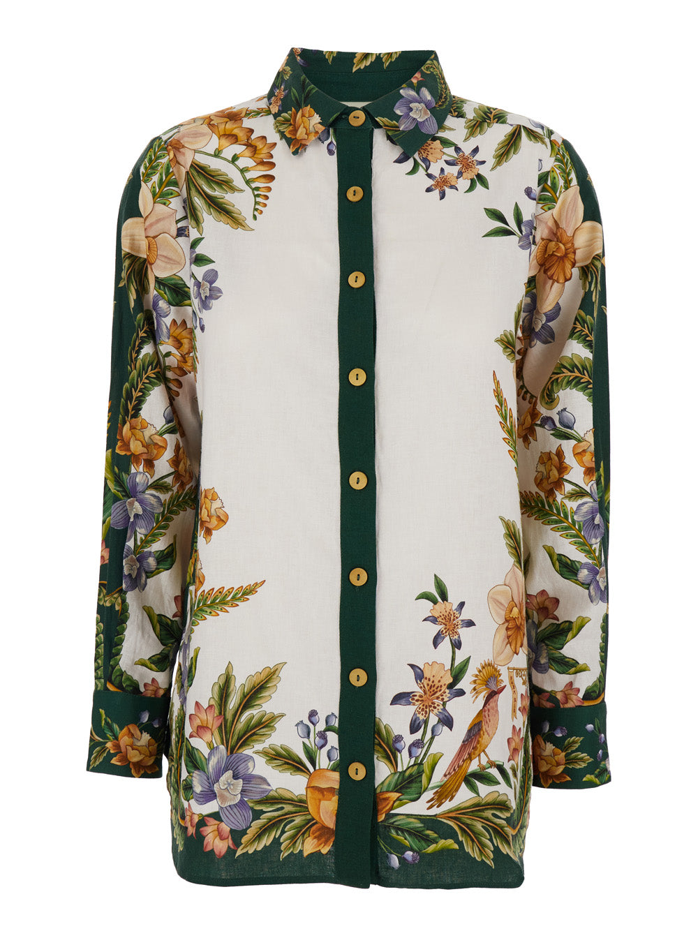 Shirt with classic collar and all-over floral print in multicolor fabric for women Blouses