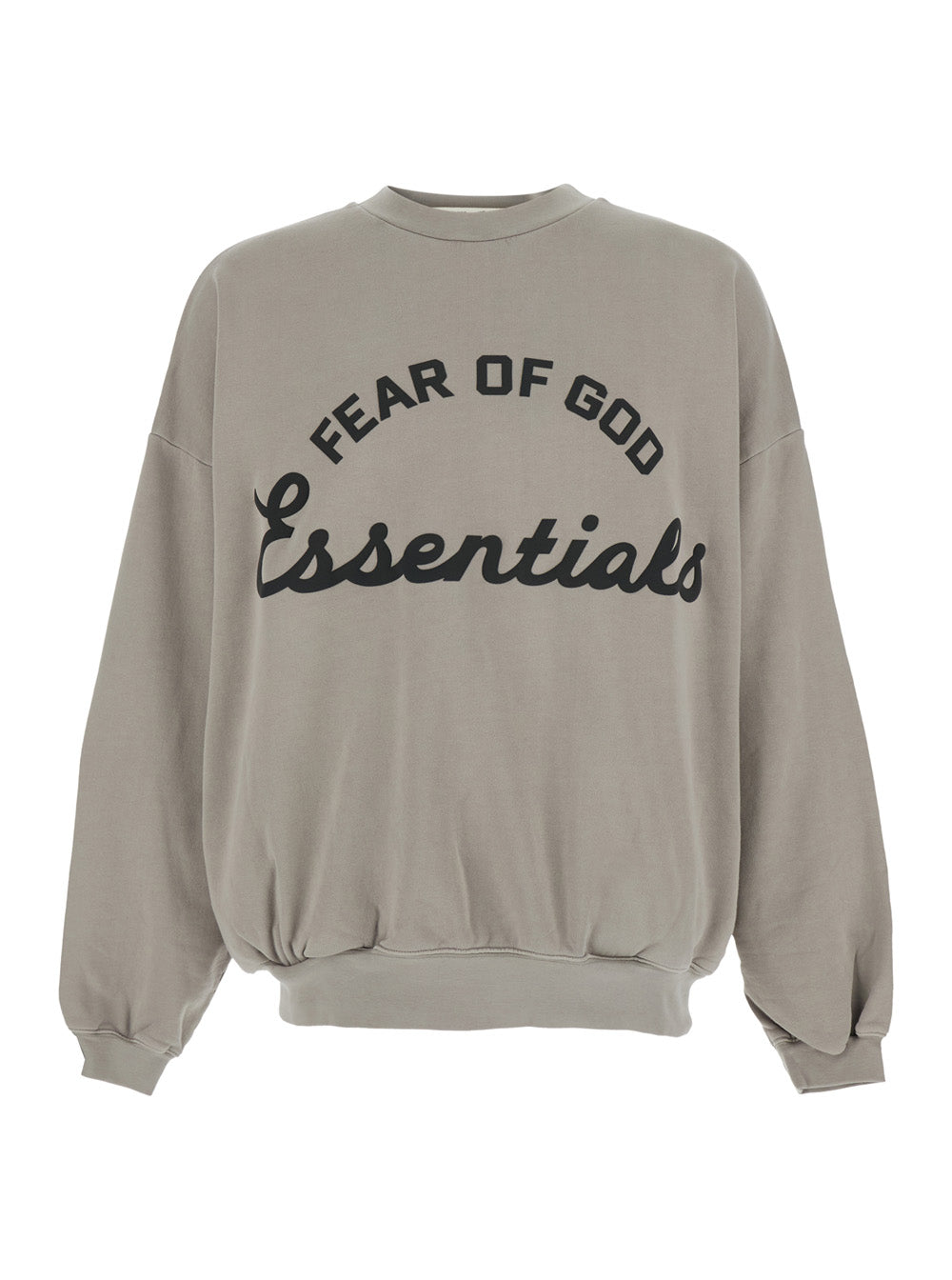 Gray Sweatshirt Training 90s Crewneck Essentials With Round Neck And Long Sleeves In Cotton For Men Grey Sweatshirts