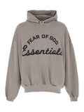 Gray Training 90s Hoodie Essentials With Fixed Hood And Kangaroo Pocket Grey Cotton Sweatshirts
