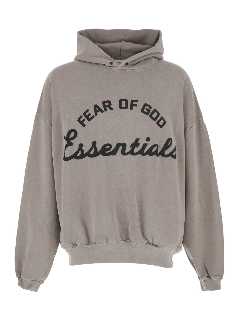 Gray Training 90s Hoodie Essentials With Fixed Hood And Kangaroo Pocket Grey Cotton Sweatshirts