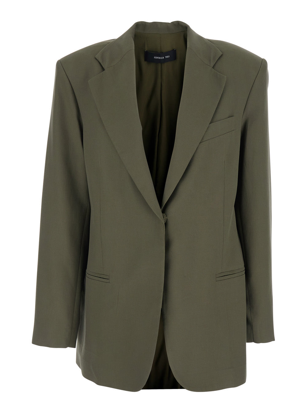 Single-breasted jacket with notched revers in green for women Blazers