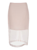Pink Skirt With Back Zip Closure And Semi-Transparent Design Silk For Women