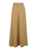 Beige Pants With Wide-Leg And High-Waiste In Cotton Women Trousers