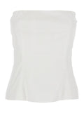 POPELINE COTTON BUSTIER TOP White with Heart Neckline and Adjustable Straps in Women Elastane Tops