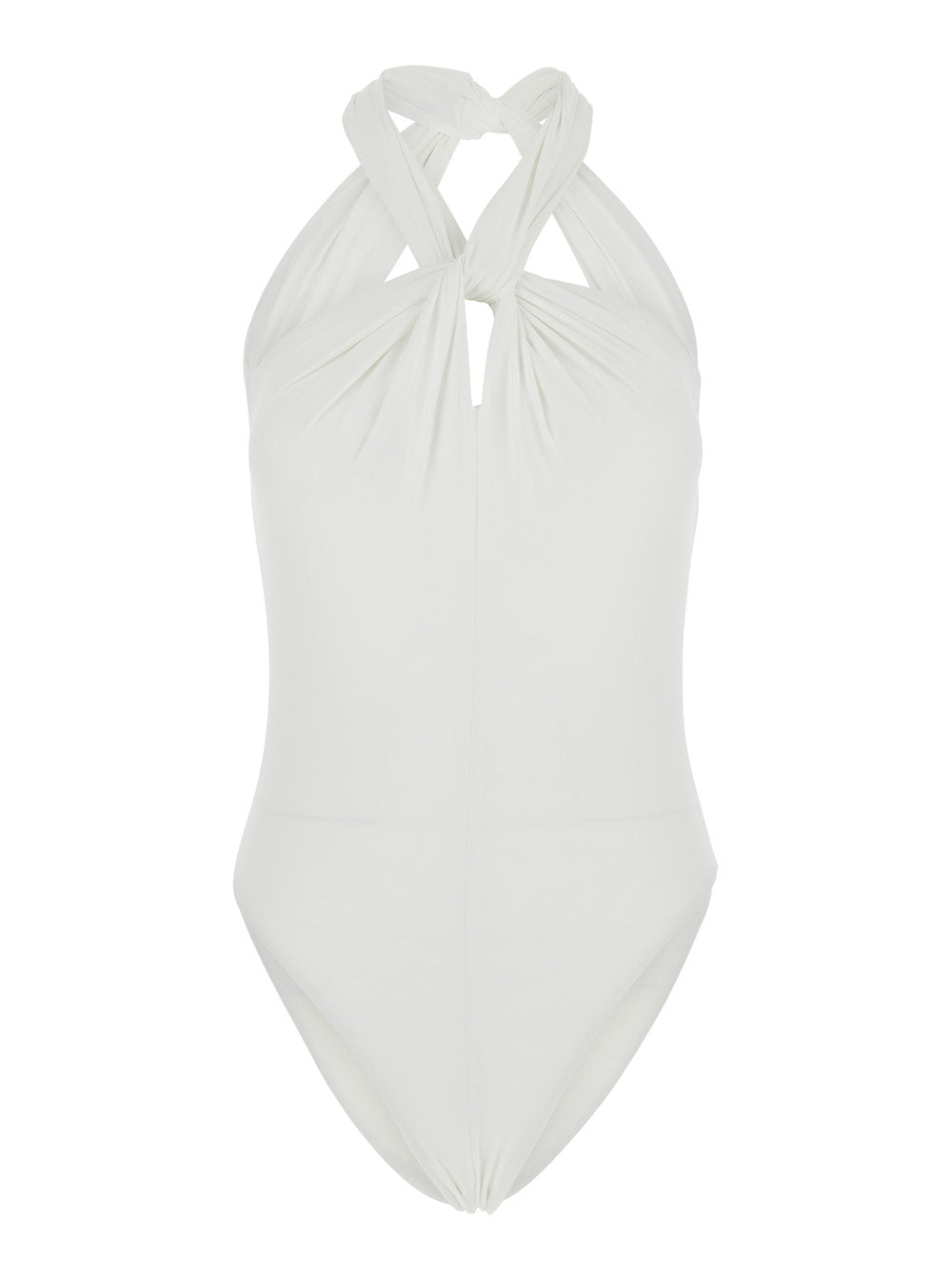 One-Piece Swimsuit One Piece With V-Neck And Crisscross Details White. Made Of Tech Fabric. Womens. Polyamide Elastane Beachwear