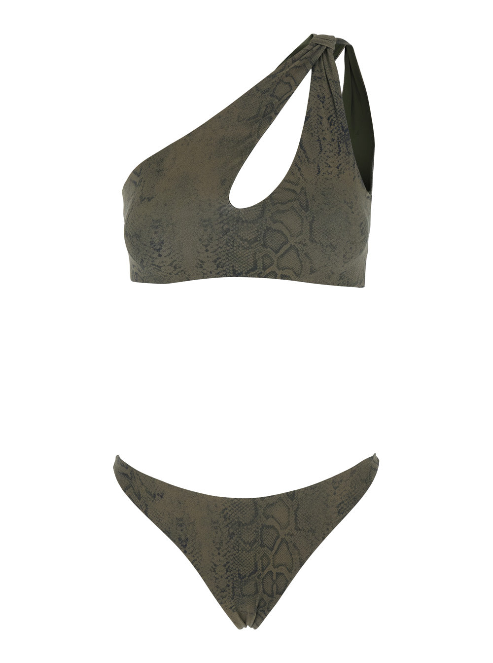Green Bikini With Floral Print Details Womens Fabric Polyamide Elastane Beachwear