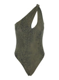 One Piece Swimsuit Green - One-Piece With Thin Straps Fabric Women Polyamide Elastane Beachwear