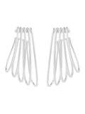Silver Colored Earrings With Five-Ring Design Metal Women Metallic